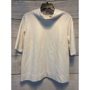 Hobbs White 3/4 Sleeve Turtleneck Top Size L